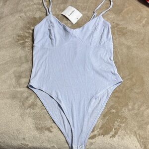Forever 21 Light Blue Ribbed Bodysuit